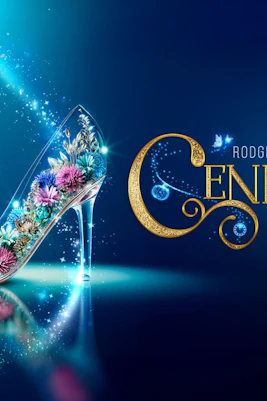 Rodgers and Hammerstein's Cinderella musical poster with glass slipper and butterfly.