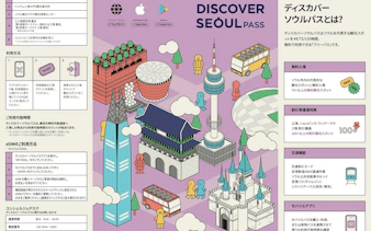 Discover Seoul Pass illustration with iconic landmarks like Namsan Tower and Lotte World Tower.