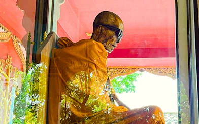 Mummified monk in Wat Khunaram temple, Koh Samui, Thailand.