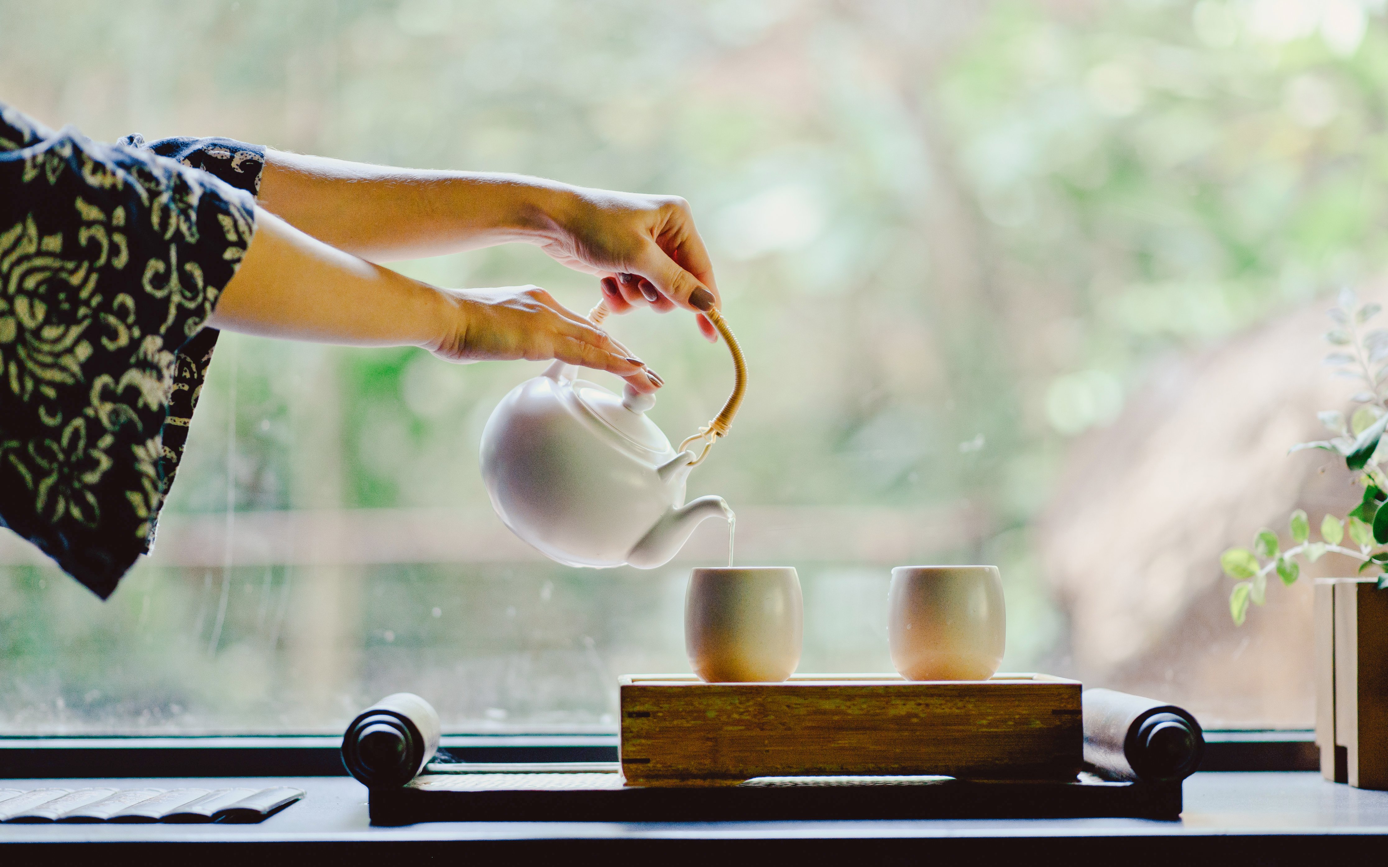 Pouring tea during a traditional Tokyo tea ceremony.
