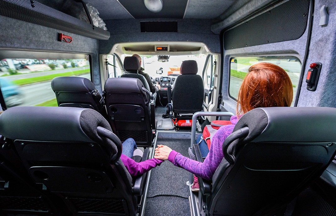 family inside the van