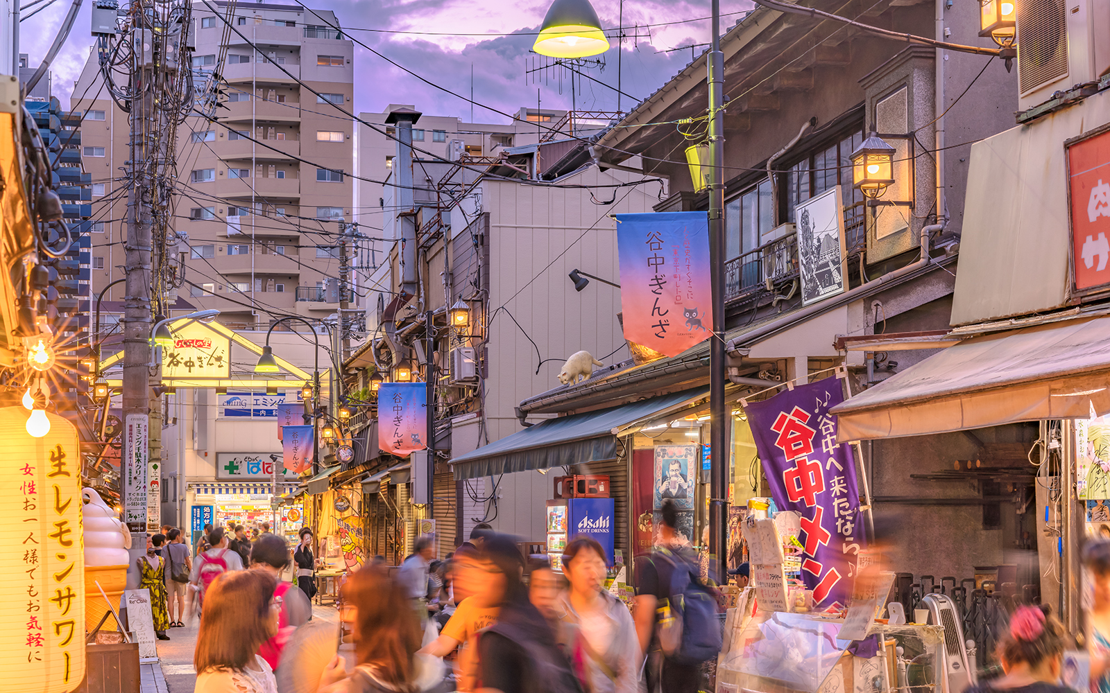 Yanaka Ginza at twilight