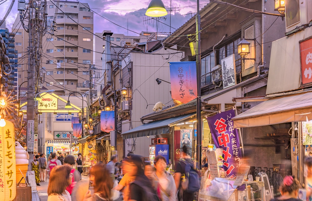 Yanaka Ginza at twilight