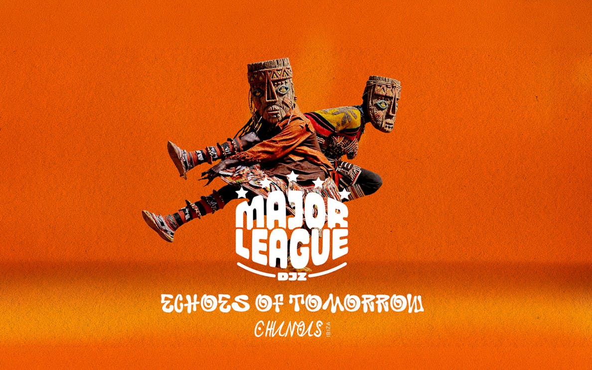 Major League DJz event poster for Club Chinois Ibiza, featuring traditional masks.