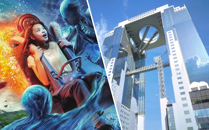Universal Studios Japan ride experience and Umeda Sky Building in Osaka.