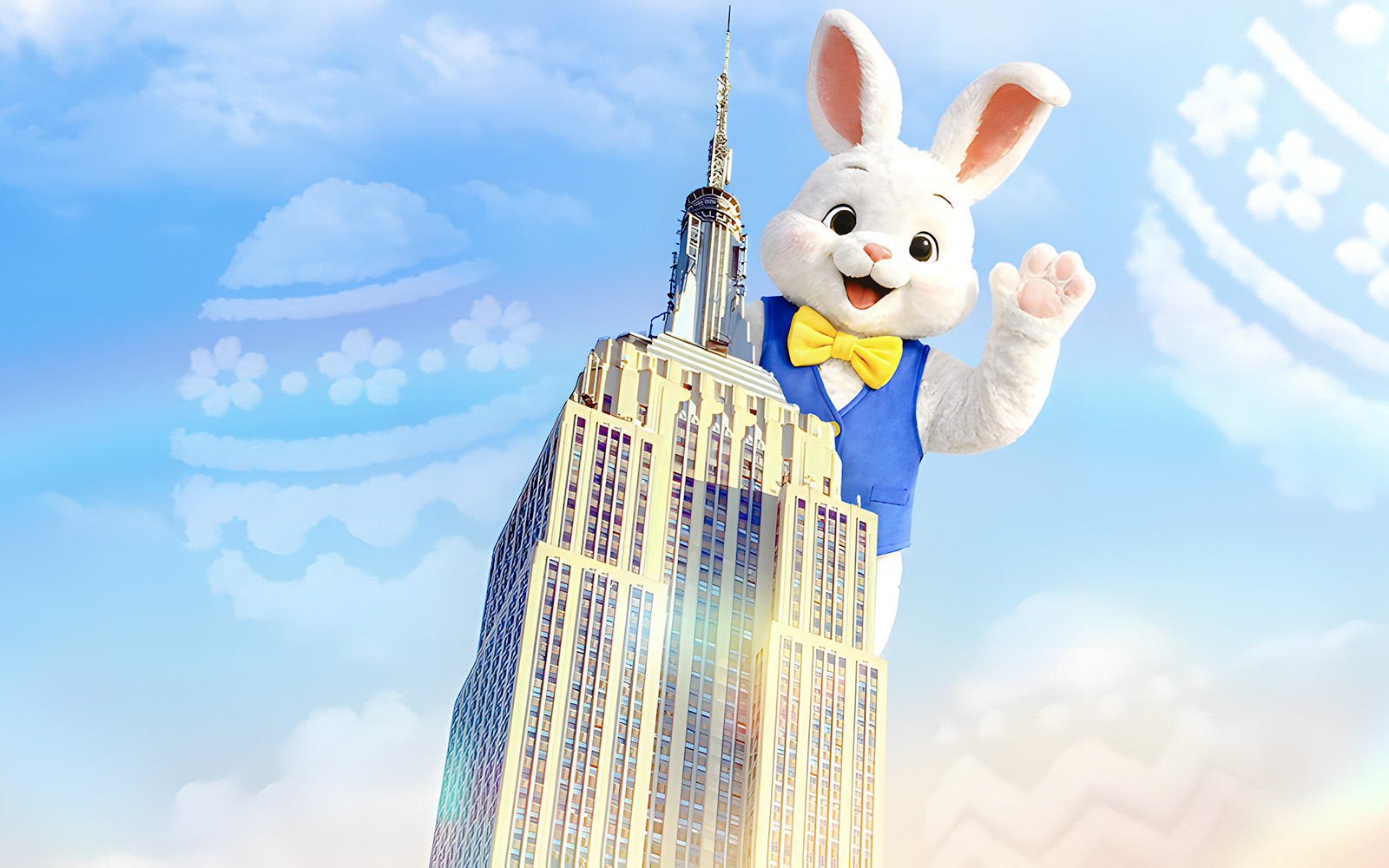 Empire State Building with Easter Bunny in New York City.