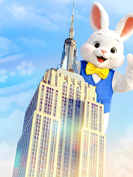 Empire State Building with Easter Bunny in New York City.
