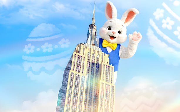 Empire State Building with Easter Bunny in New York City.