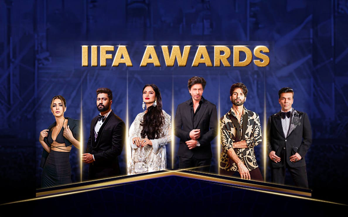 IIFA Awards promotional image featuring celebrities in Abu Dhabi.