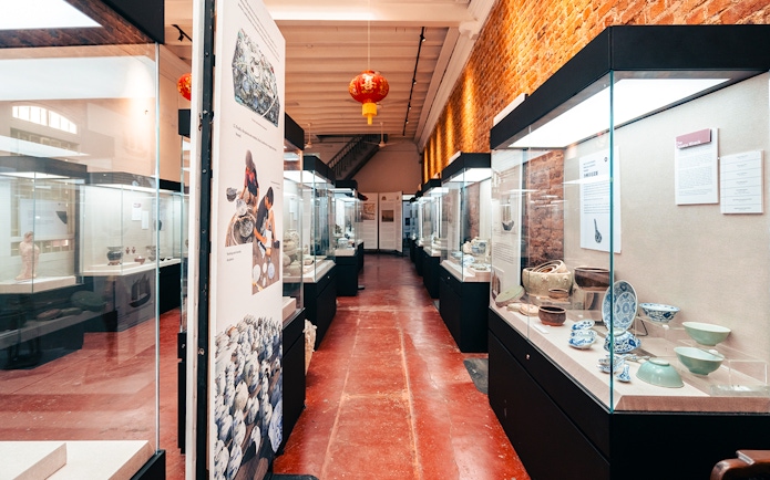 Exhibit of ceramics and artifacts at Straits and Oriental Museum Penang.