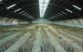 Terracotta Warriors in excavation pit at Xian Museum, part of Chengdu guided tour.