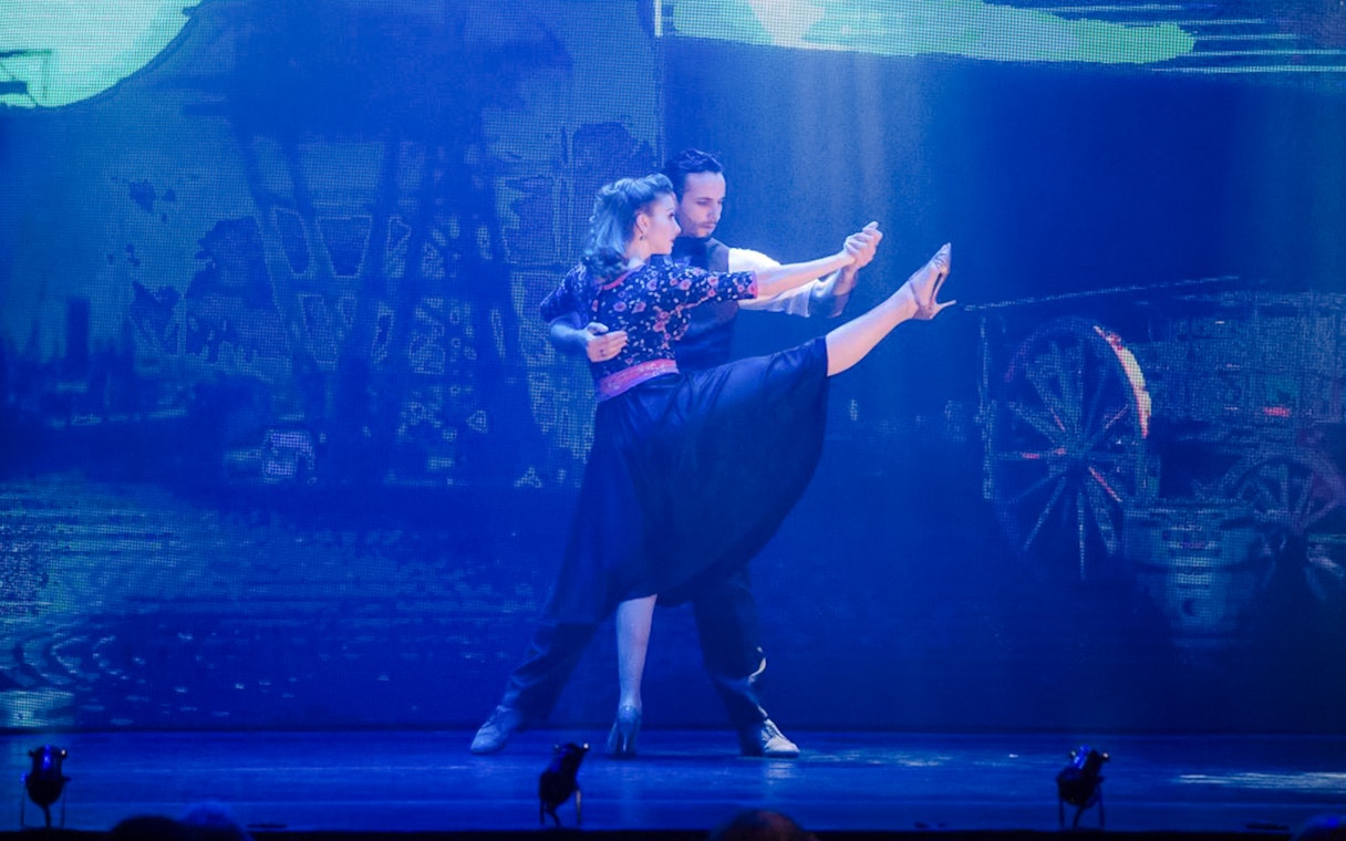Dancers performing at Madero Tango Show in Buenos Aires.