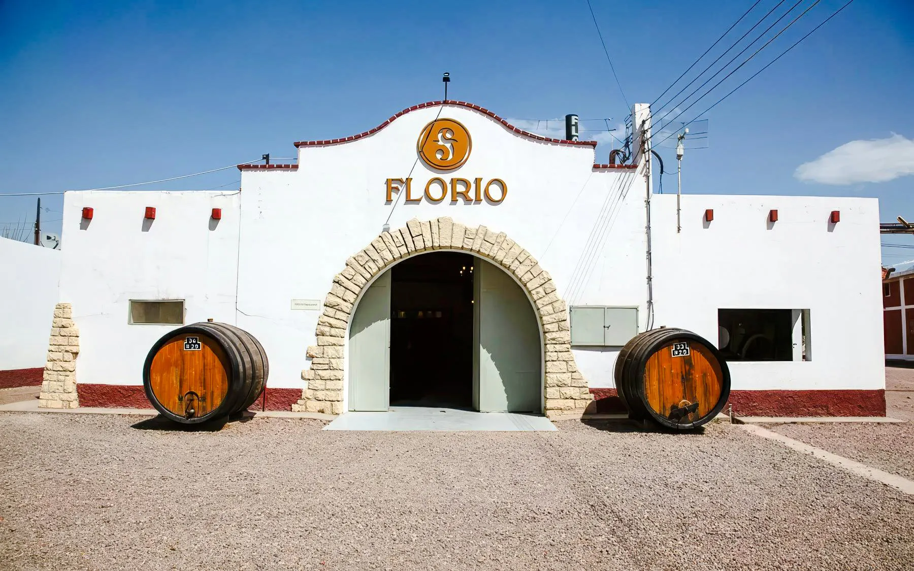 Historic facade of Bodega Florio winery in Cruz de Piedra, Maipú, Mendoza, Argentina.