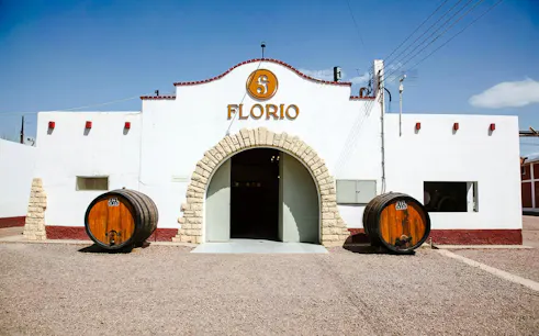 Historic facade of Bodega Florio winery in Cruz de Piedra, Maipú, Mendoza, Argentina.