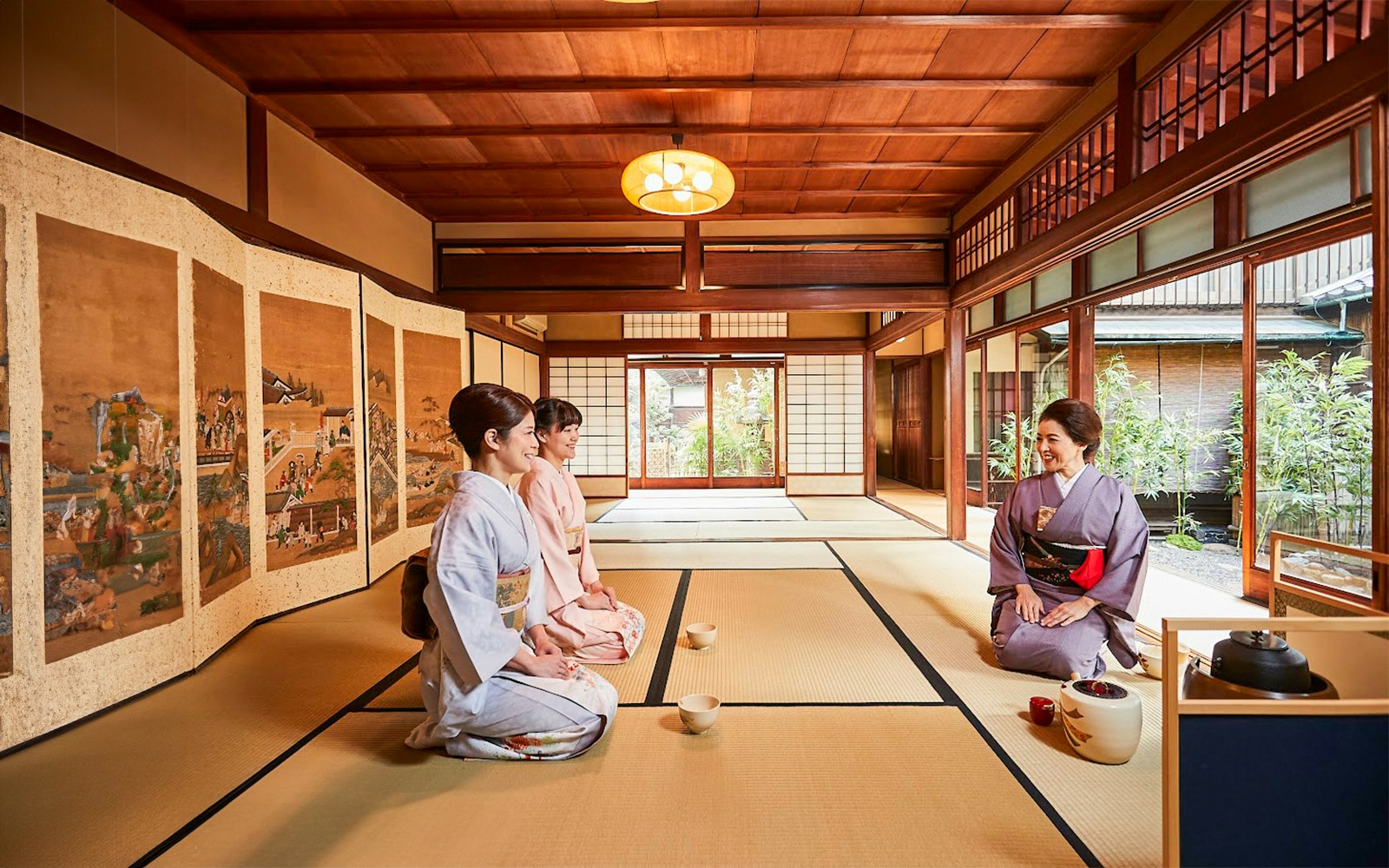 Women wearing Kimono ready for Maikoya traditional tea ceremony expereince