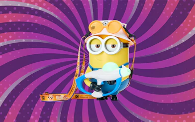Minion character with goggles and toy blaster at Universal Studios Japan.