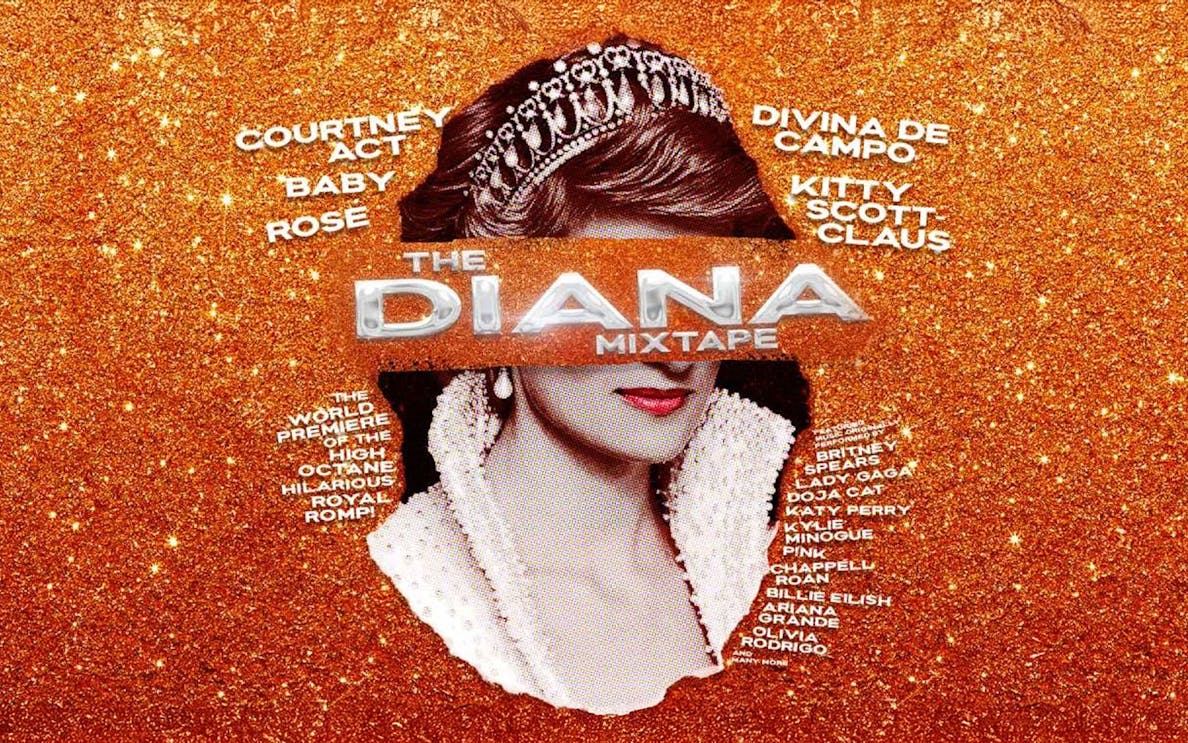Diana The Mixtape cover with names of performers and artists on a glittery background.