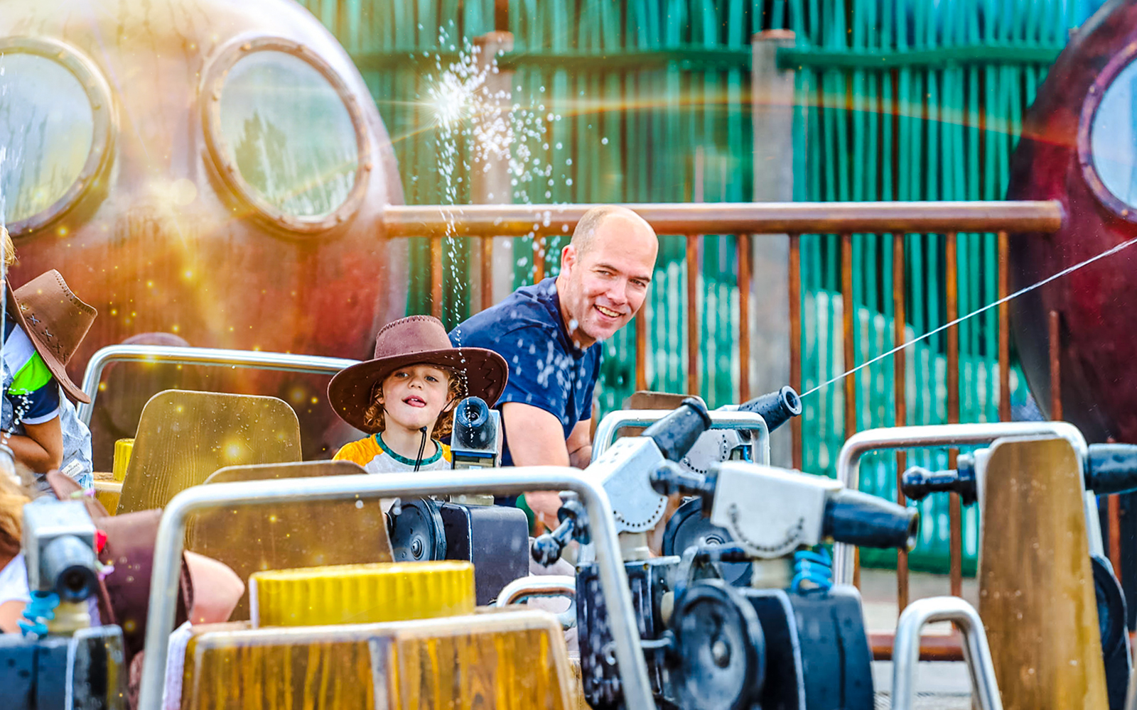 Guests enjoying a water ride at Wild West in Slagharen.