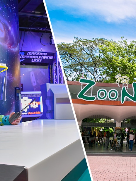 Petrosains Discovery Center exhibit and Zoo Negara entrance in Malaysia.