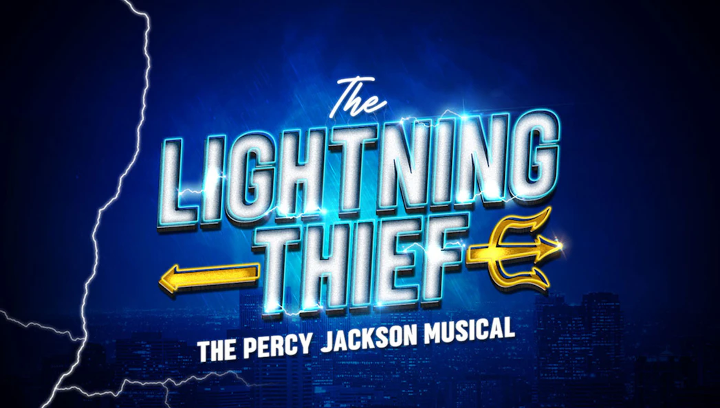 The Lightning Thief: The Percy Jackson Musical logo with lightning and trident.