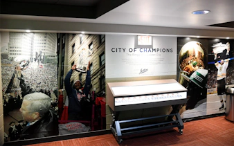 Exhibits of Boston sports championships at The Sports Museum.