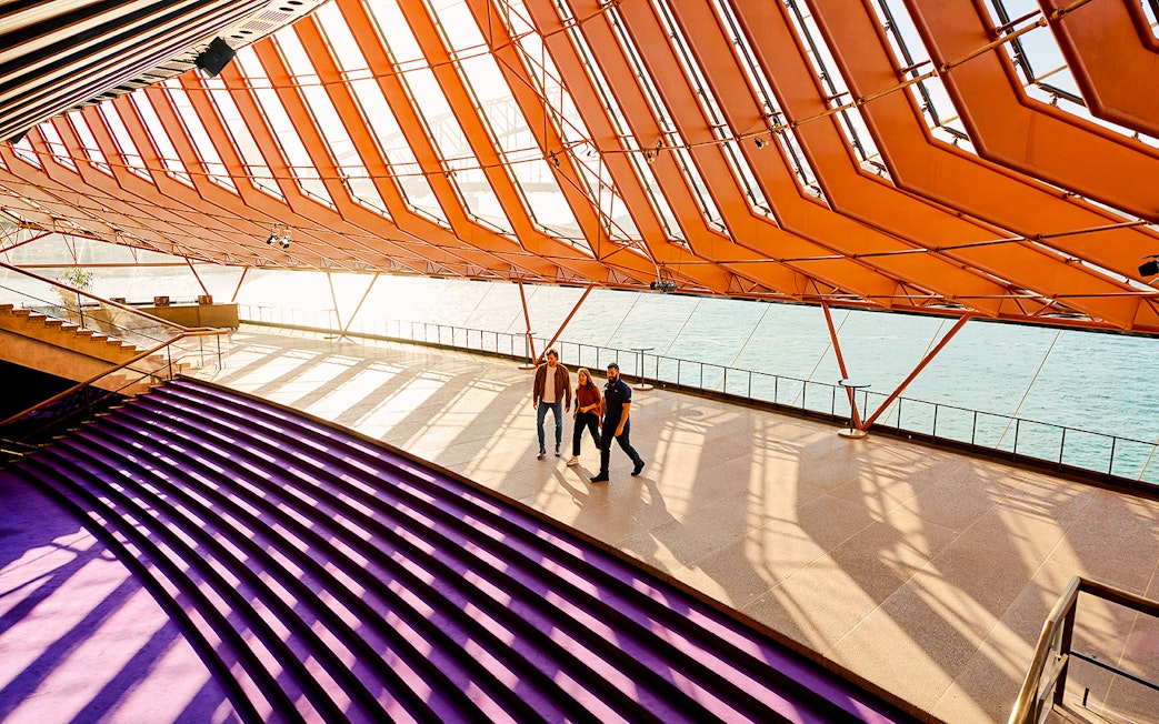 Guided tour group in the Northern Foyer of Sydney Opera House.