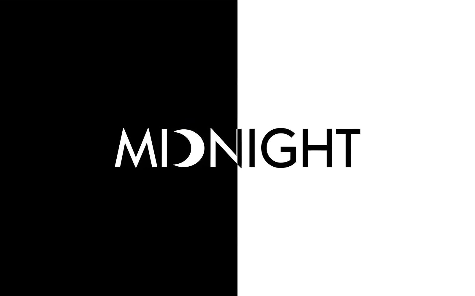 Midnight show poster with black and white split design
