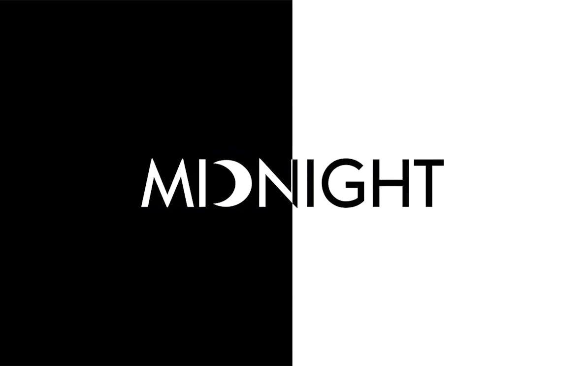Midnight show poster with black and white split design