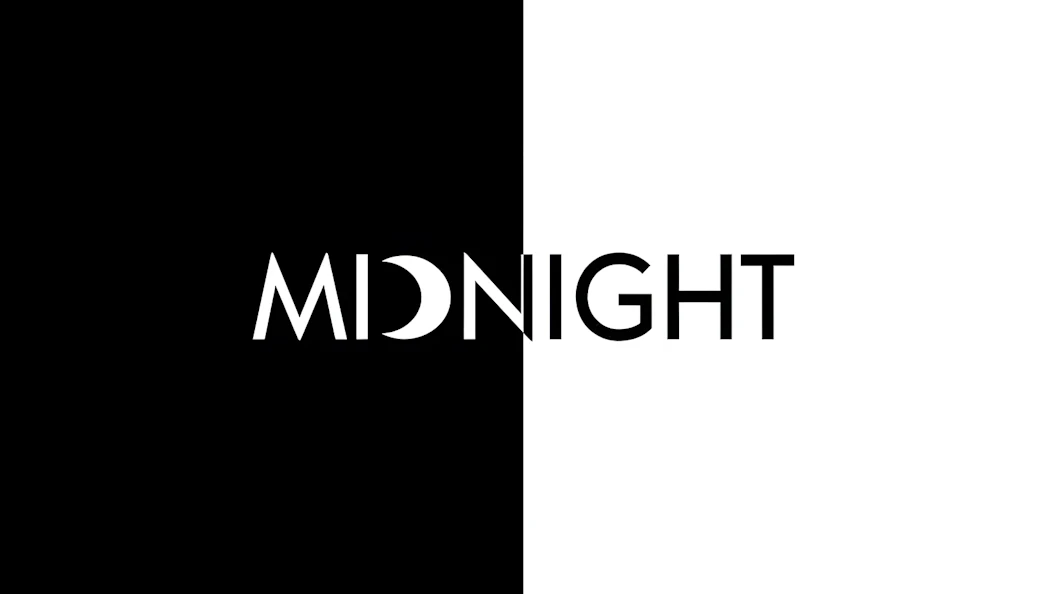 Midnight show poster with black and white split design