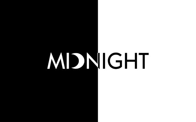 Midnight show poster with black and white split design