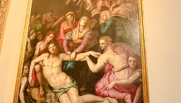 Deposition of Christ painting, left wing, Accademia Gallery, Florence.