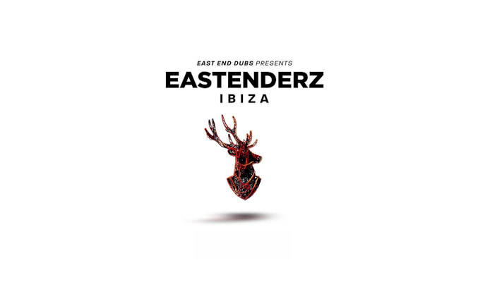 Eastenderz Ibiza event poster with stag head design.