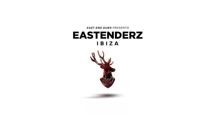 Eastenderz Ibiza event poster with stag head design.