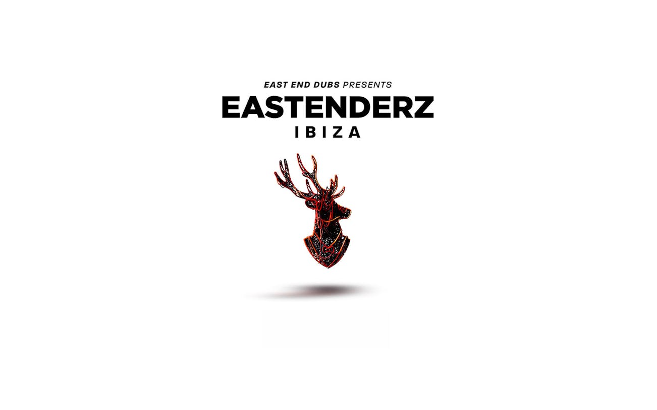 Eastenderz Ibiza event poster with stag head design.