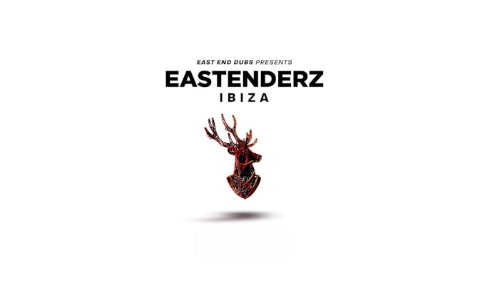 Eastenderz Ibiza event poster with stag head design.