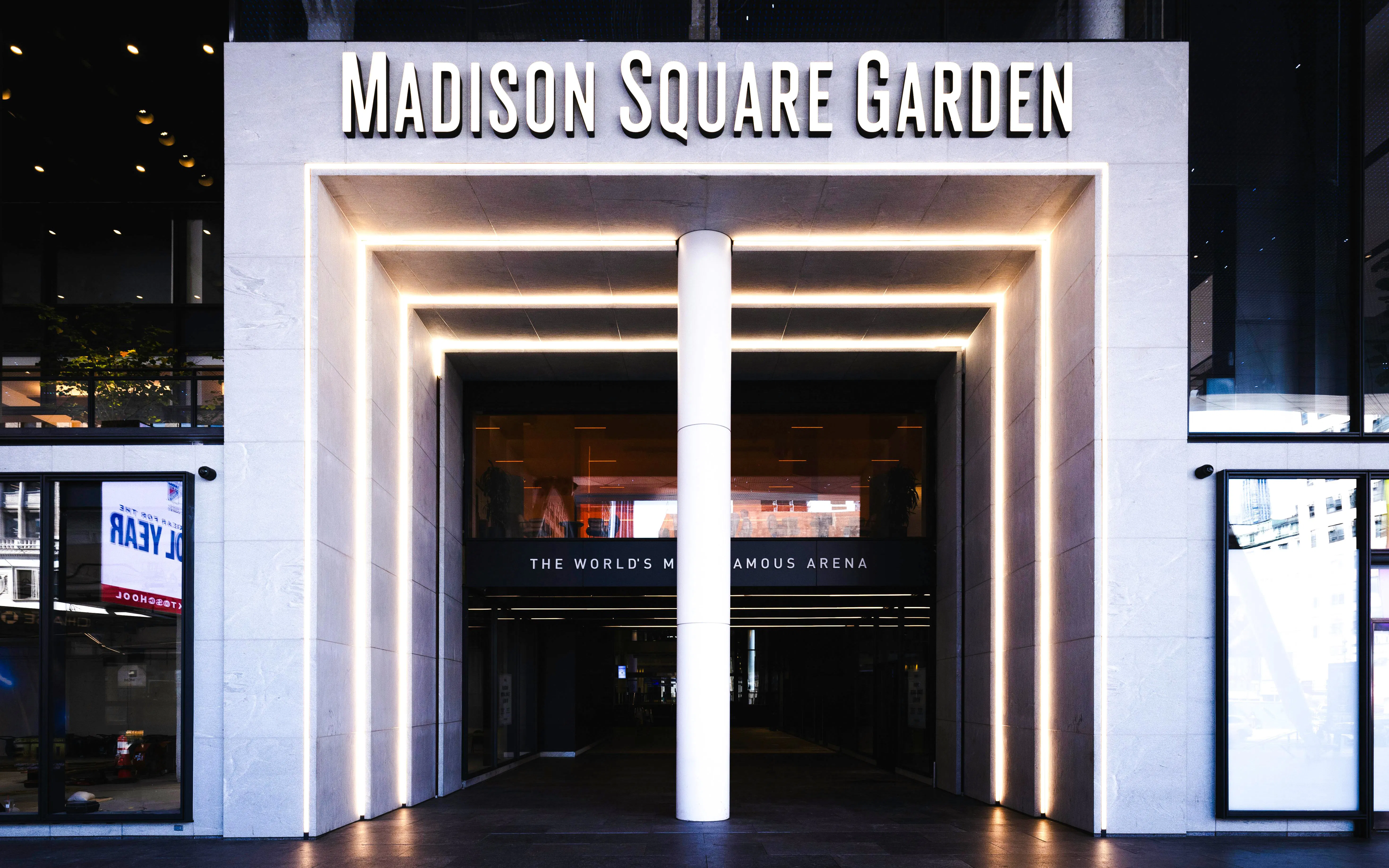 Madison Square Garden entrance, home of the New York Rangers, New York City.