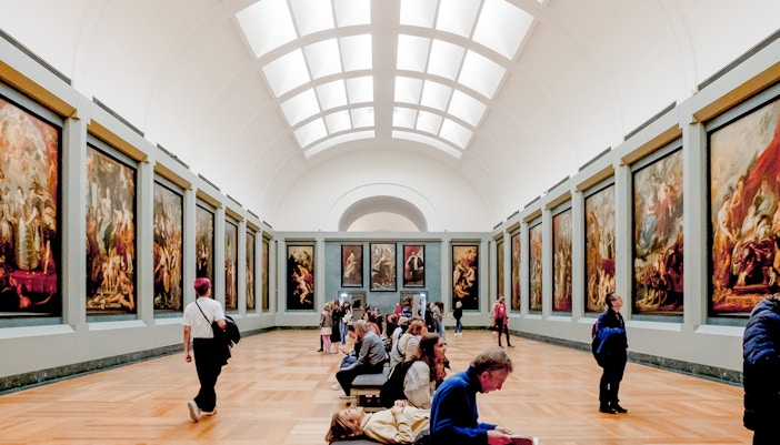 The Louvre - Approximately 35,000 works of art are on display at any given time.