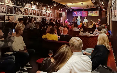 Audience enjoying live music at Reduta Jazz Club concert in Prague.