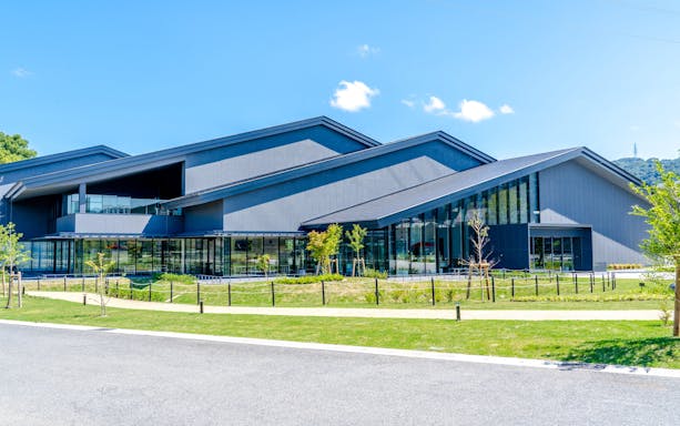 Modern building at Chazuna, Historical Park of Tea, Uji, Japan.