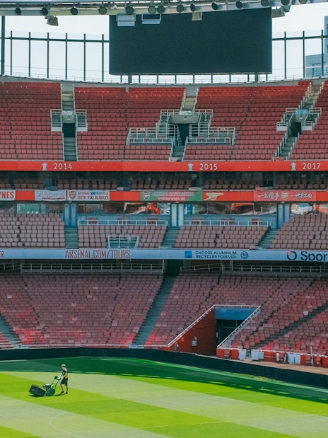 Emirates Stadium pitch view in London, featuring Arsenal's home ground.
