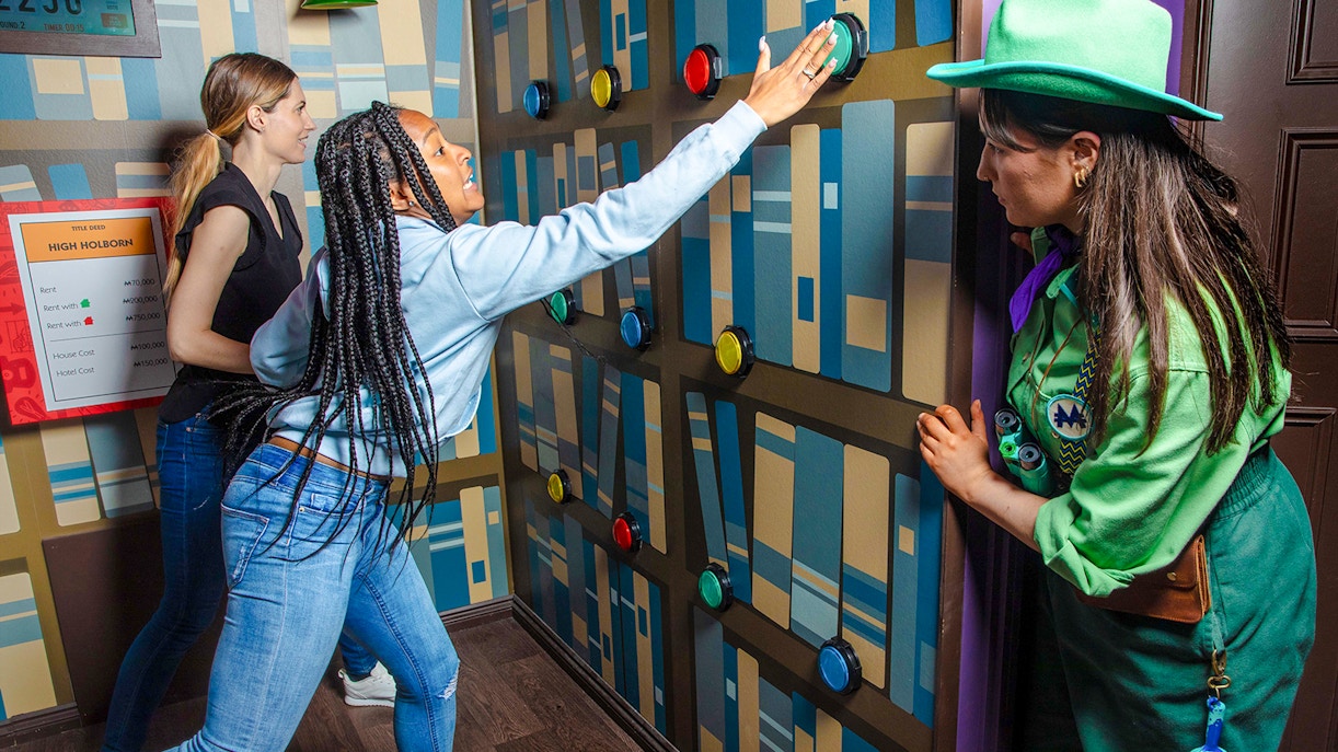Guests playing a life-sized Monopoly game in London.