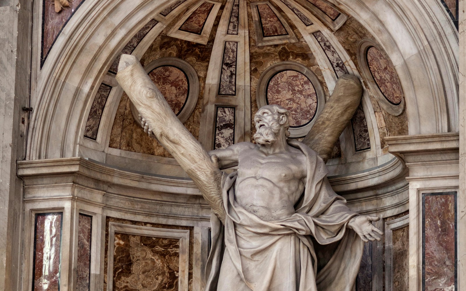 Saint Andrew statue inside St. Peter's Basilica, Vatican City.