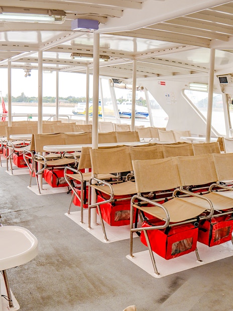 Ferry deck seating area on Singapore to Batam route.