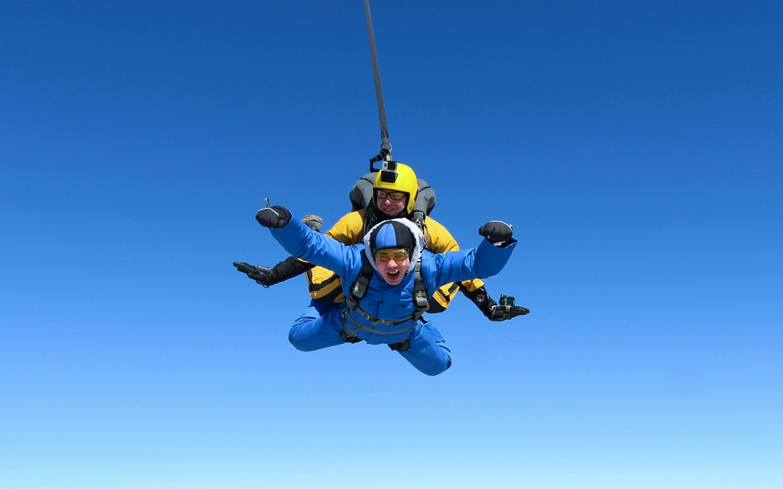 A person skydiving in Dubai