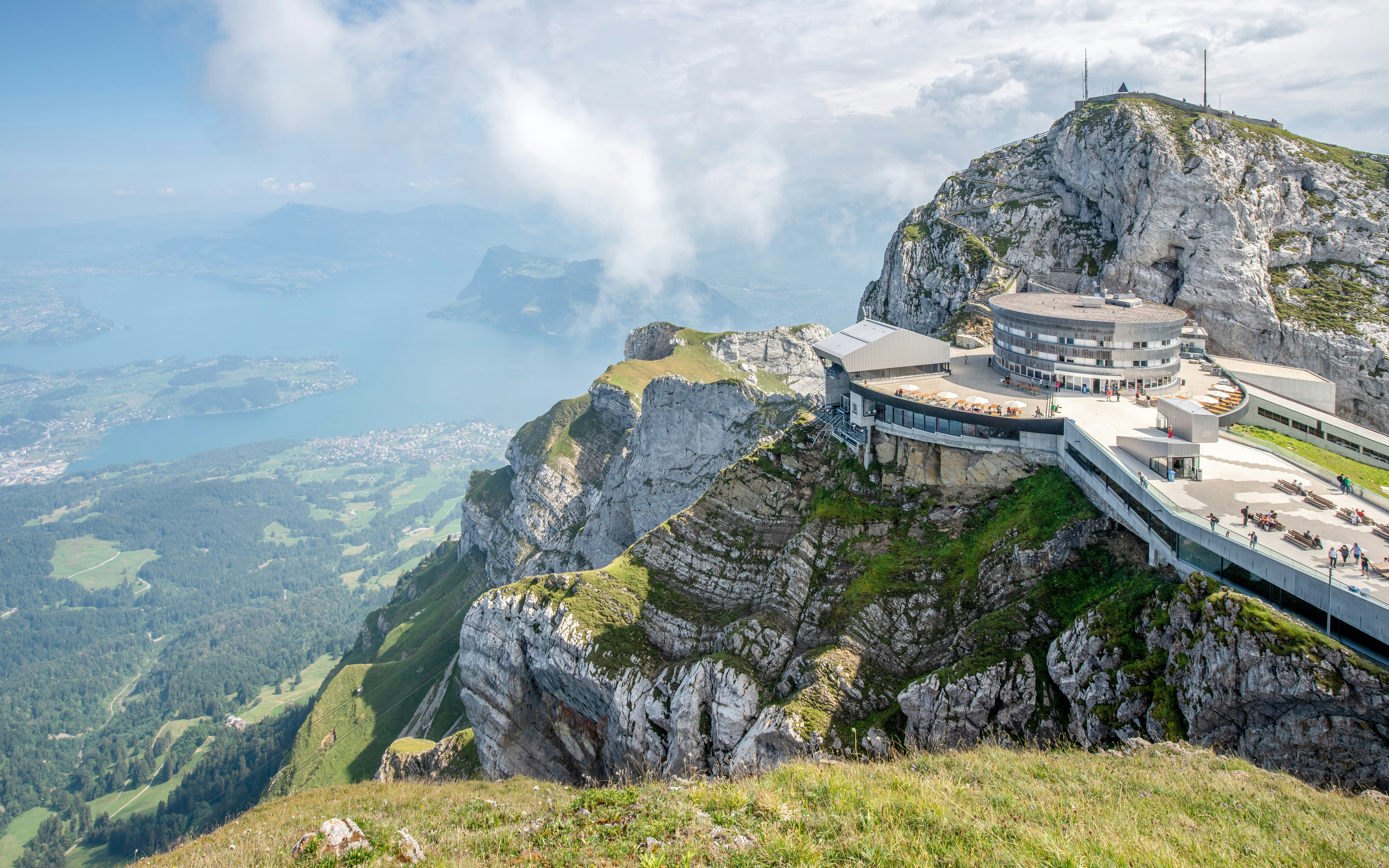 Pilatus Kulm summit terraces and panorama