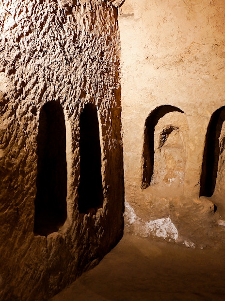 Ancient burial niches in the Catacombs of San Gaudioso, Naples.