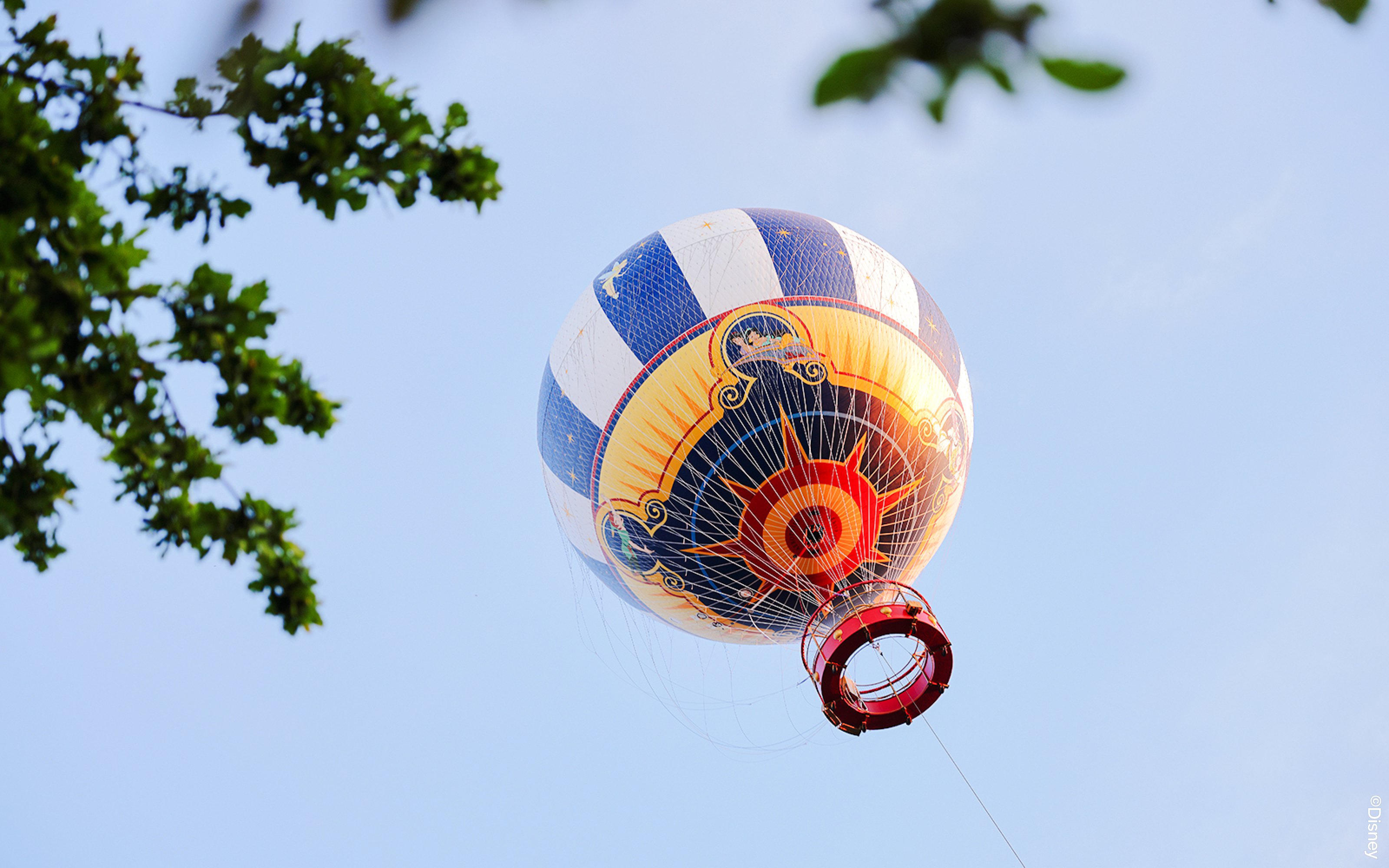Balloon PanoraMagique floating in the sky at Disneyland Paris, France.