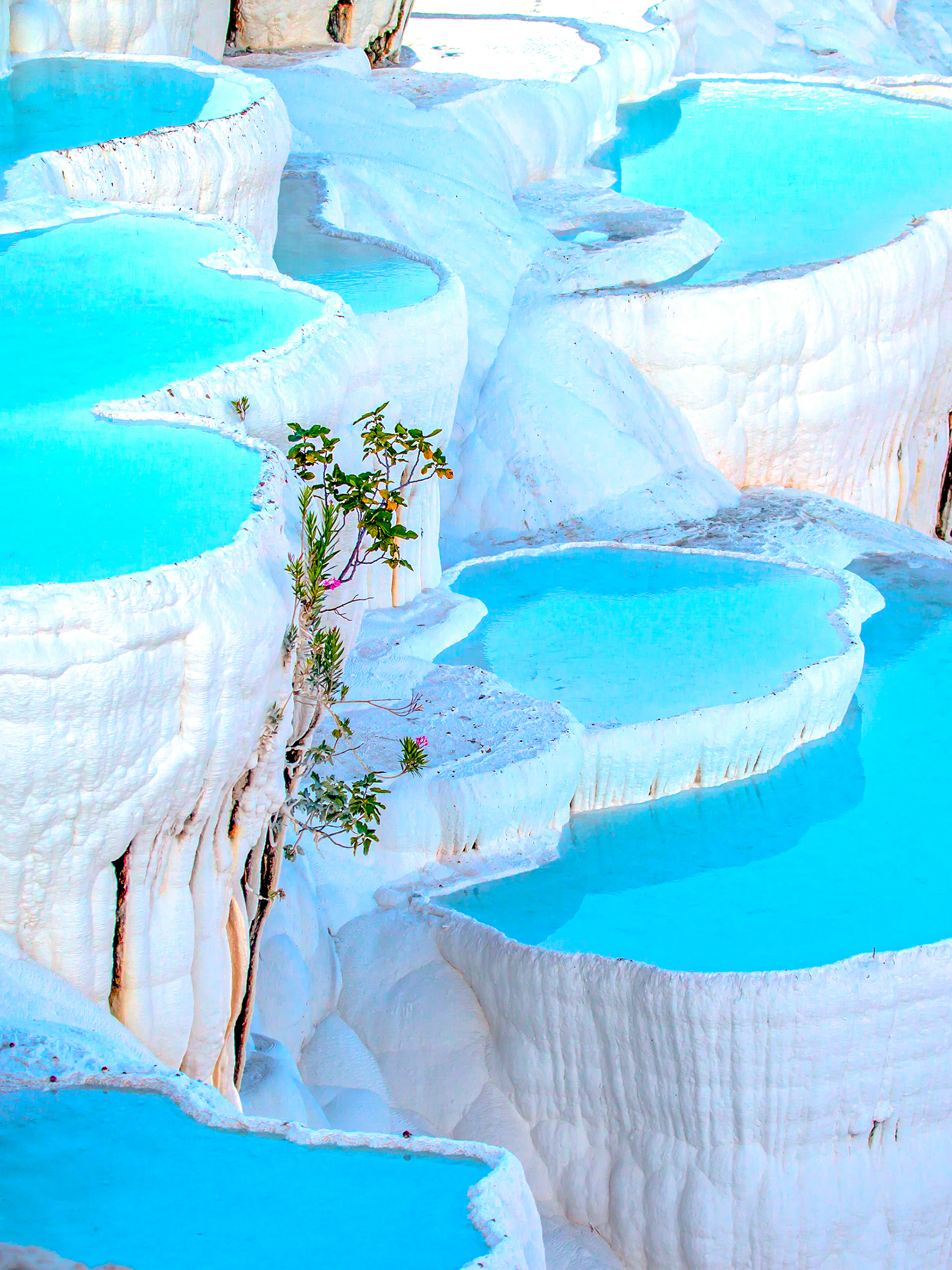 Turquoise travertine pools at Pamukkale, Turkey.