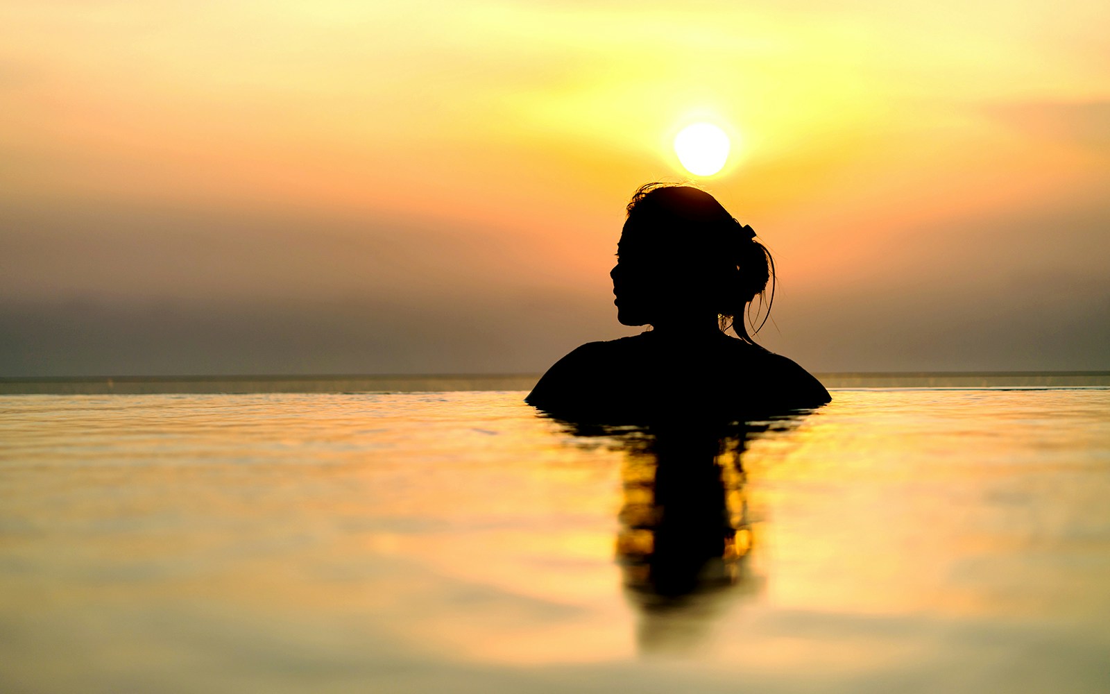 Andamanda Phuket water park with sunset view in Thailand.