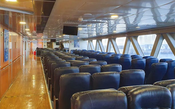 Ferry seating area for day trip to Tangier from Málaga.